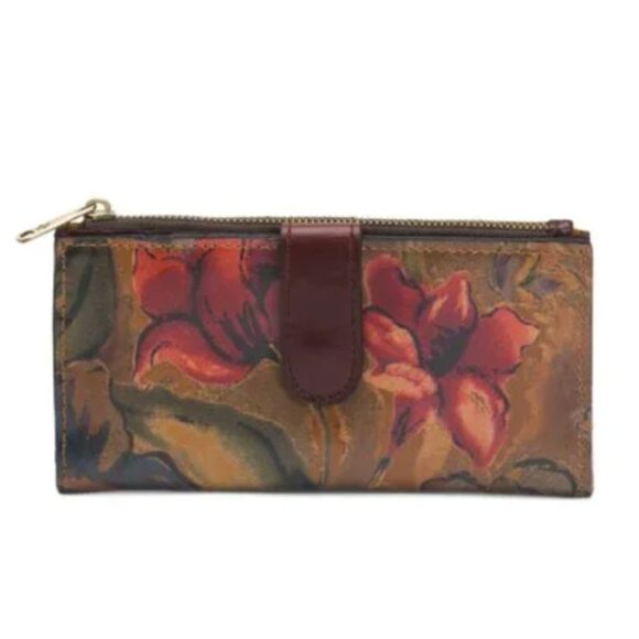 Patricia Nash NAZARI Leather Bifold Wallet Floral Sienna Sunset - Picture 1 of 14